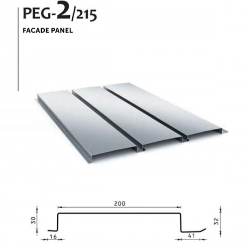 Trapecveida profils BudMat PEG - 2/215, PE fasÄdei 0.7mm Cena par m2 Trapecveida profils BudMat PEG - 2/215, PE fasÄdei 0.7mm Cena par m2